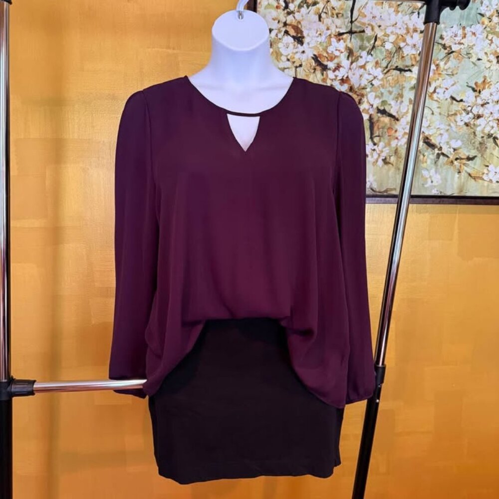 Chiffon Blouse, Plum, 1X, new with tag
